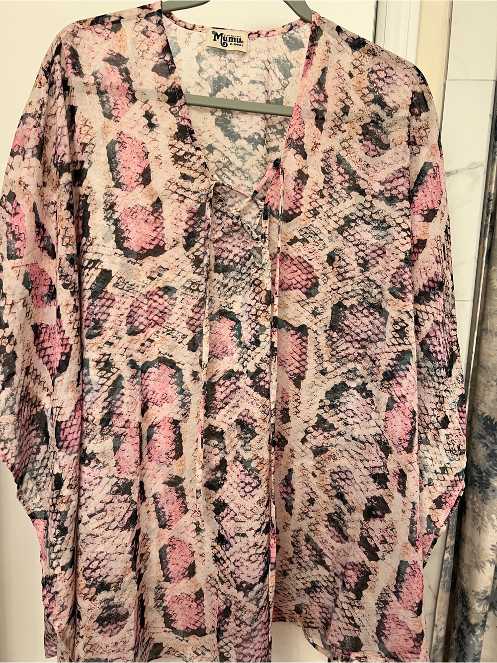 Show Me Your Mumu Pink Snake-Print Tie-Front tunic